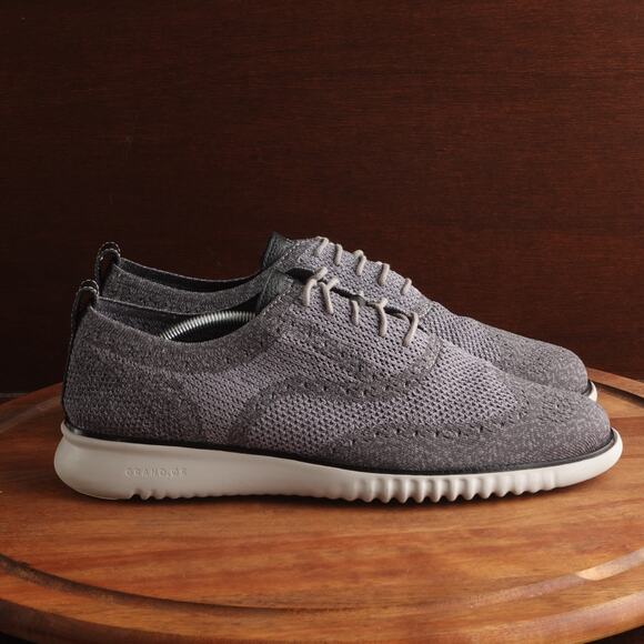 Cole Haan Oxford Men SZ 12M Gray ZeroGrand Stitchlite Wingtip Comfort Dress Shoe - Picture 1 of 14